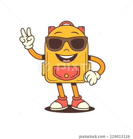Confident Backpack Mascot With Sunglasses And Thumbs Up Showing Positive Attitude Vector Illustration 129013126