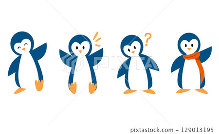 Penguin cartoon for winter, holiday, illustration and festival. Character design Penguin cartoon for winter, holiday, illustration and festival. Character design 129013195