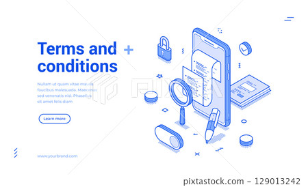 Terms and conditions agreement legal form outline isometric internet banner design template vector Terms and conditions agreement legal form outline isometric internet banner design template vector 129013242