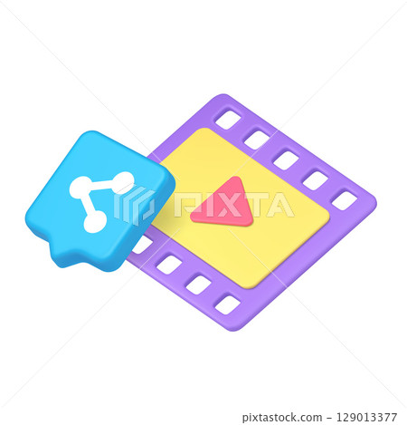 3d Realistic Icon Of Share Symbol And Video Player For Digital Media Content Vector Illustration 129013377