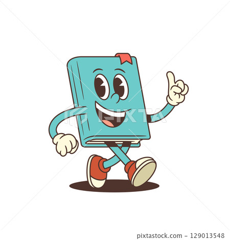 Blue Cartoon Book Mascot Cheerfully Walking Showing Thumbs Up Gesture Vector Illustration Blue Cartoon Book Mascot Cheerfully Walking Showing Thumbs Up Gesture Vector Illustration 129013548