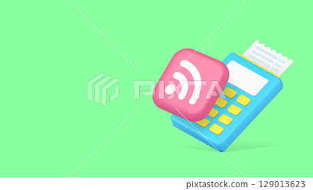 Shopping wireless cashless financial transaction payment bill machine copy space banner 129013623