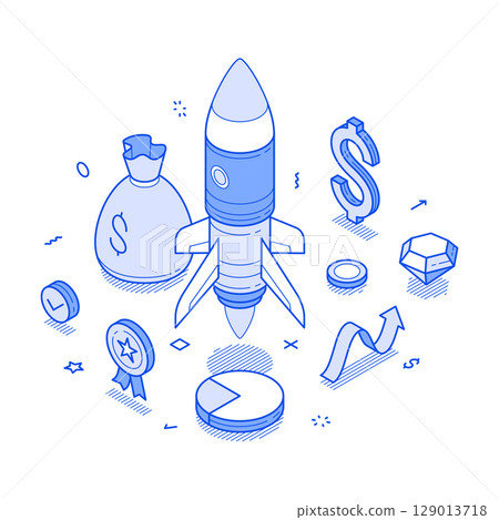 Successful startup financial productivity efficiency management income increase isometric vector 129013718