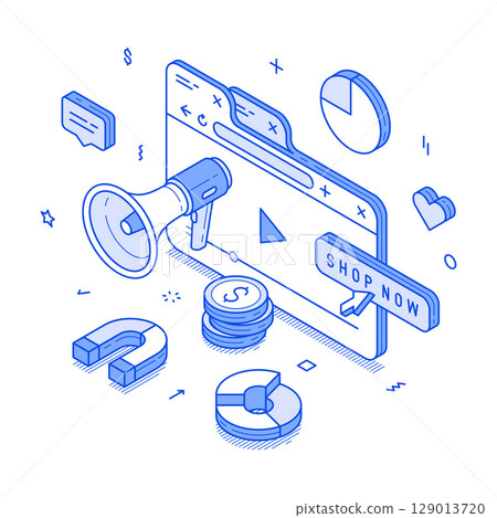 Social media marketing making money via internet video blog vlog minimalist isometric vector Social media marketing making money via internet video blog vlog minimalist isometric vector 129013720