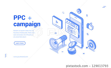 Engaging isometric line banner design for effective PPC campaign strategies online 129013793