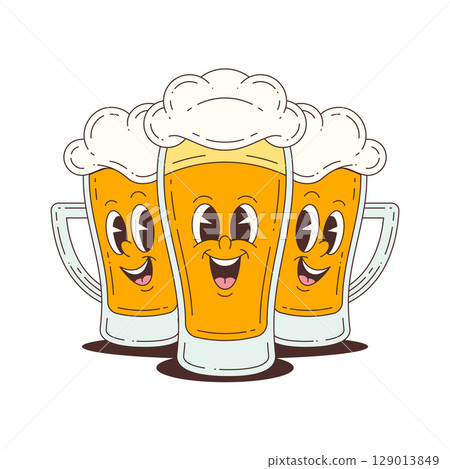 Cheerful Beer Mug Mascot Design Cartoon Vector Illustration for Brand Promotion and Event Marketing Cheerful Beer Mug Mascot Design Cartoon Vector Illustration for Brand Promotion and Event Marketing 129013849