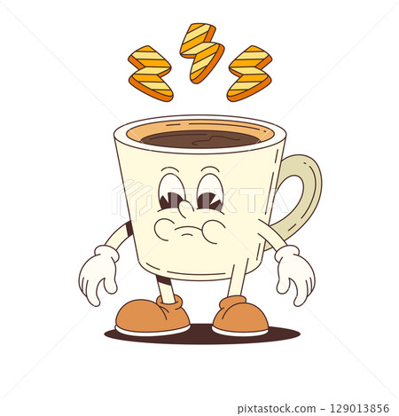 Coffee Mascot with Energy Boosters 129013856