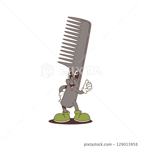 Mascot Character of Funny Comb with Big Eyes and Boots in Cartoon Vector Illustration Style 129013958