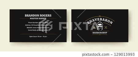 Elegant Black and Gold Barbershop Business Card Design Elegant Black and Gold Barbershop Business Card Design 129013993
