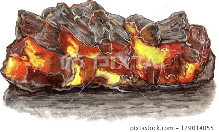 熾熱的炭火插圖 129014055