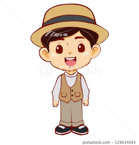 asian tour guide cartoon character asian tour guide cartoon character 129014083