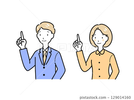 Men and women pointing up 129014160
