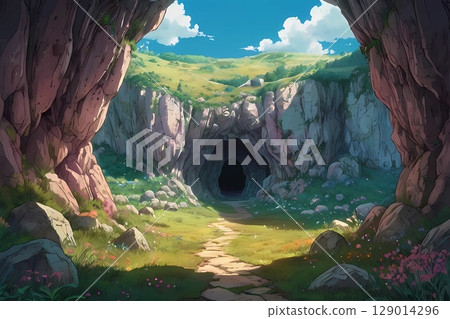 Game background: The entrance to the ruins dungeon at the end of the cave 129014296