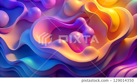 Stunning abstract shapes with dynamic gradient colors creating a vibrant modern background for creative projects 129014350
