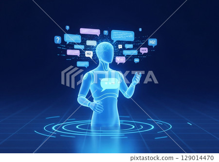 robot working with virtual interface 129014470