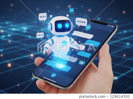 composite image of hand holding smartphone 129014505