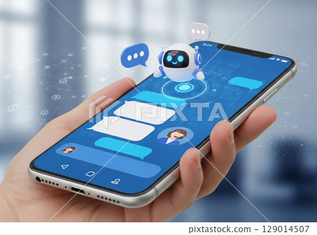 composite image of hand holding smartphone 129014507