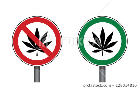 cannabis forbidden and allowed sign vector illustration 129014810