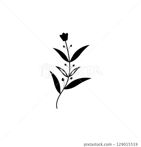 Floral Branch and Minimalist Flowers for Logo or Tattoo 129015519