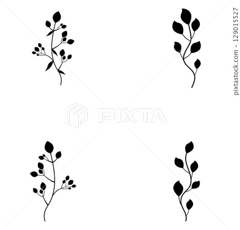 Floral Branch and Minimalist Flowers for Logo or Tattoo Floral Branch and Minimalist Flowers for Logo or Tattoo 129015527