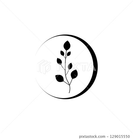 Floral Branch and Minimalist Flowers for Logo or Tattoo 129015550