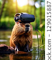 an AI Image Generator, Capybara Wearing Virtual Reality Headset in a Natural Setting 129015887