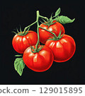 an AI Image Generator, Fresh Cluster of Ripe Tomatoes with Green Leaves 129015895