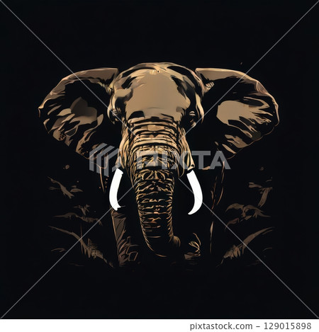 an AI Image Generator, Majestic African Elephant Silhouetted Against an AI Image Generator, Majestic African Elephant Silhouetted Against 129015898