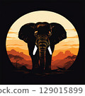 an AI Image Generator, Majestic African Elephant Silhouetted Against 129015899