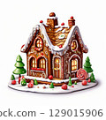 an AI Image Generator, Festive Gingerbread House with Christmas Decorations 129015906