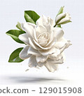 an AI Image Generator, Elegant White Flower with Green Leaves 129015908