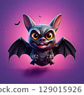 an AI Image Generator, Adorable Cartoon Bat Showing Cheerful Expression Against 129015926