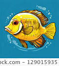 an AI Image Generator, Vivid Illustration of a Yellow Tropical Fish Swimming 129015935