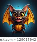an AI Image Generator, Adorable Cartoon Bat Showing Cheerful Expression Against 129015942