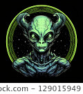 an AI Image Generator, Futuristic Alien Figure with Cosmic Background Elements 129015949