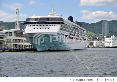 The cruise ship Norwegian Spirit anchored at Kobe Port The cruise ship Norwegian Spirit anchored at Kobe Port 129016091