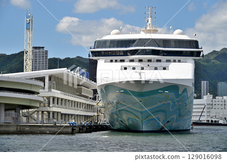 The cruise ship Norwegian Spirit anchored at Kobe Port The cruise ship Norwegian Spirit anchored at Kobe Port 129016098