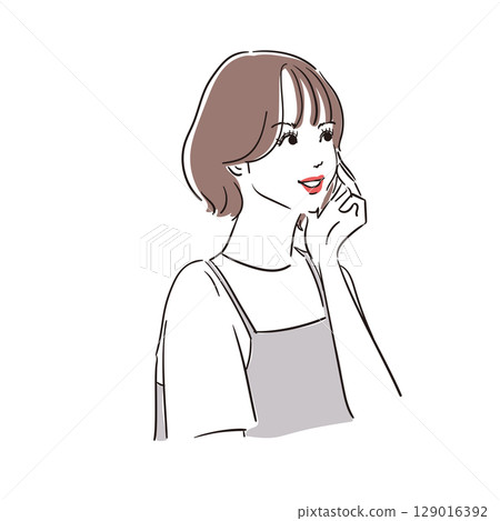 留著短鮑伯的現代可愛女性 留著短鮑伯的現代可愛女性 129016392