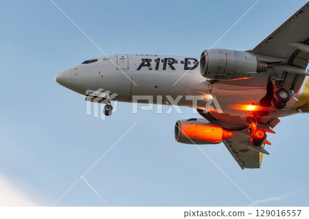 Sendai Airport at dusk, airplane landing, Natori City, Miyagi Prefecture 129016557