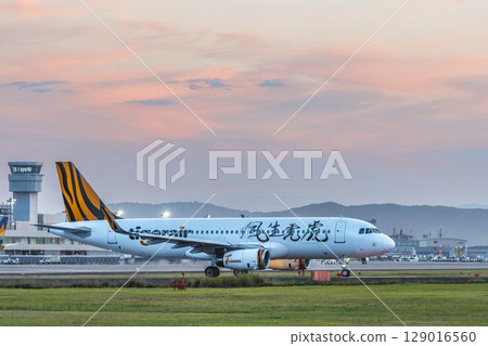 Sendai Airport at dusk, plane taxiing, Natori City, Miyagi Prefecture Sendai Airport at dusk, plane taxiing, Natori City, Miyagi Prefecture 129016560