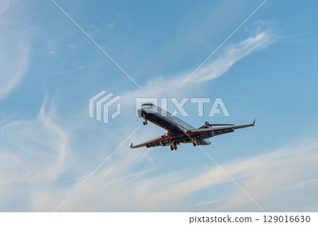 Sendai Airport at dusk, airplane landing, Natori City, Miyagi Prefecture Sendai Airport at dusk, airplane landing, Natori City, Miyagi Prefecture 129016630