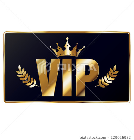 Golden VIP sign in a rectangle, luxury design 129016982