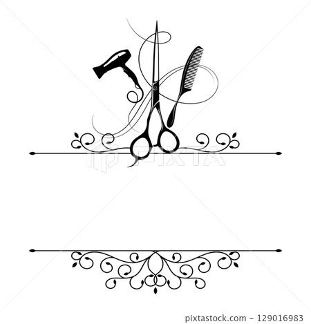 Symbol sign frame for beauty salon with pattern 129016983