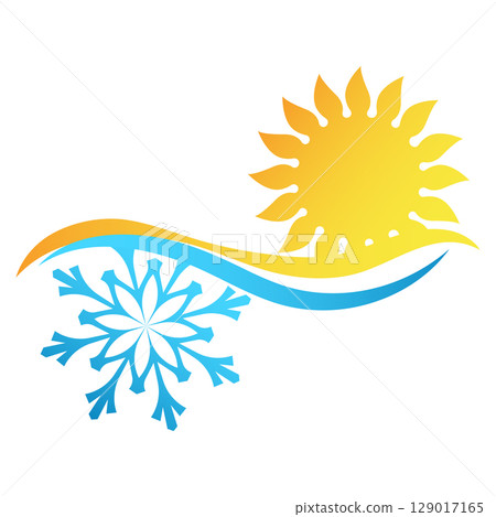 Sun warm and snowflake cool sign for air conditioner Sun warm and snowflake cool sign for air conditioner 129017165
