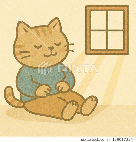 貓坐在窗台上 129017334