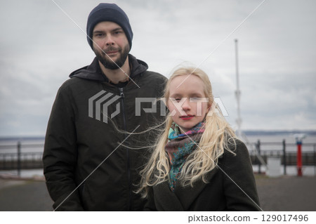 Perfect lovers man and woman outdoors portrait 129017496