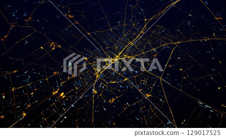 Aerial View of City from Plane, Urban Landscape, Global Perspective, Connected World. Ideal for urban planning, geography, economic development 129017525