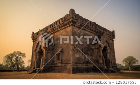 Ancient Temple in Golden Hour, Spiritual Journey, Tranquility, Architectural Beauty. Ideal for cultural tourism, historical sites, wellness Ancient Temple in Golden Hour, Spiritual Journey, Tranquility, Architectural Beauty. Ideal for cultural tourism, historical sites, wellness 129017553