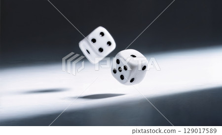 Dice Roll, Chance Outcome, Excitement, Unpredictable Future. Ideal for game development, probability, destiny themes 129017589