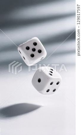 Dice Roll, Chance Outcome, Excitement, Unpredictable Future. Ideal for game development, probability, destiny themes 129017597